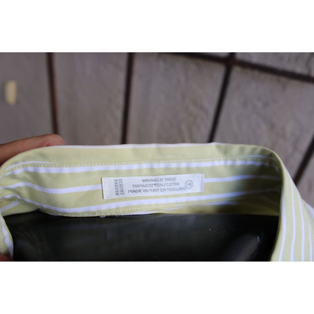 Foxcroft Green Striped Ladies Shirt Blouse Wrinkle Free Size 14 93461 - Picture 5 of 6